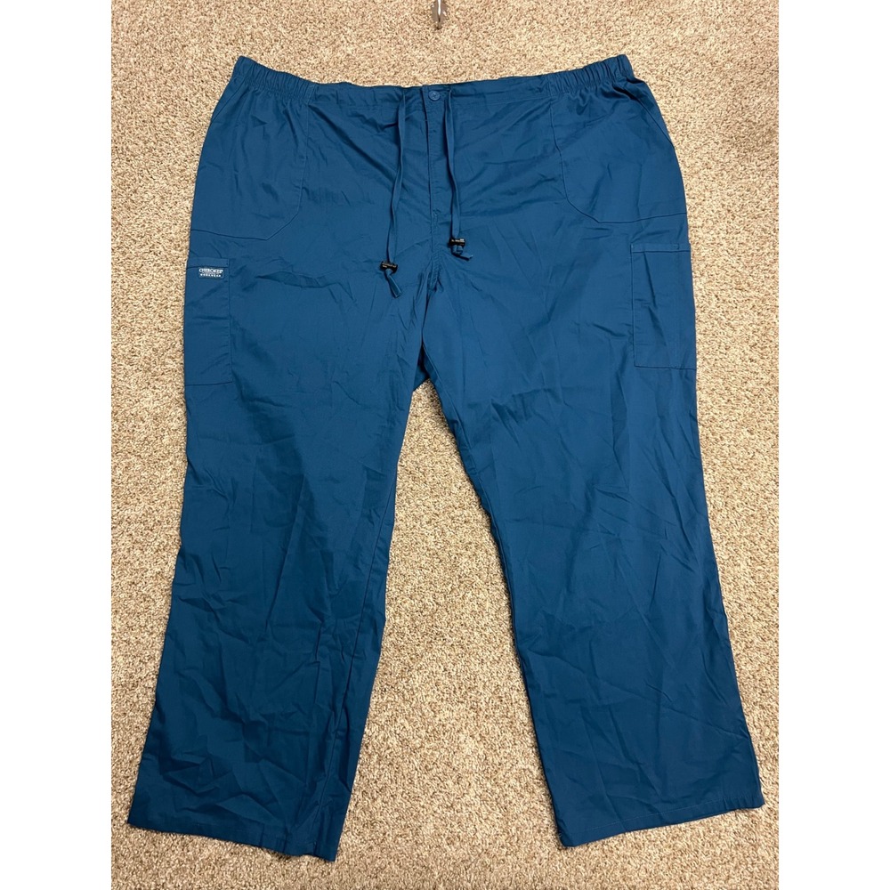 Cherokee Workwear Scrub Pants 5XL Caribbean Blue Drawstring Cargo WW190 Men